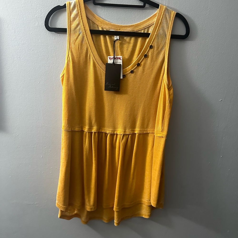 Vince Camuto Mustard Yellow Embellished Tank Top